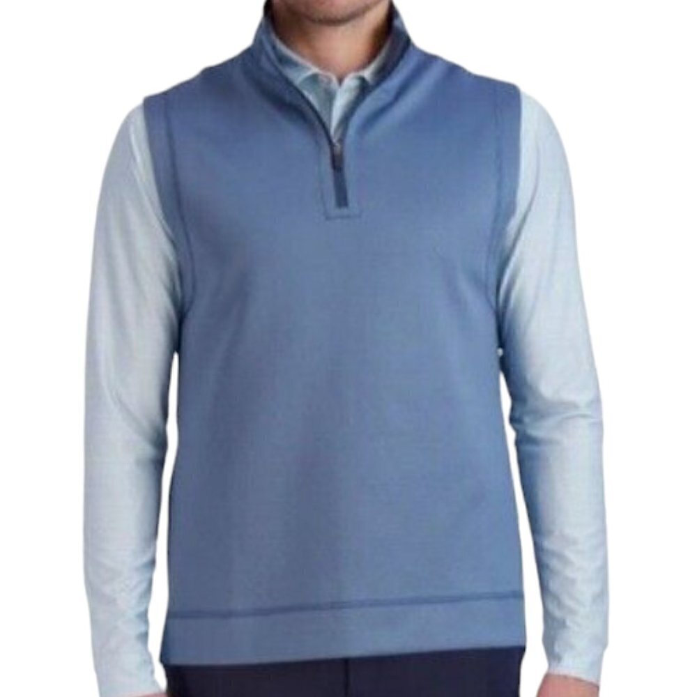 Hickey Freeman NWT New York Mens Golf Vest Denim Blue 1/4 Zip Size Medium $99.50
